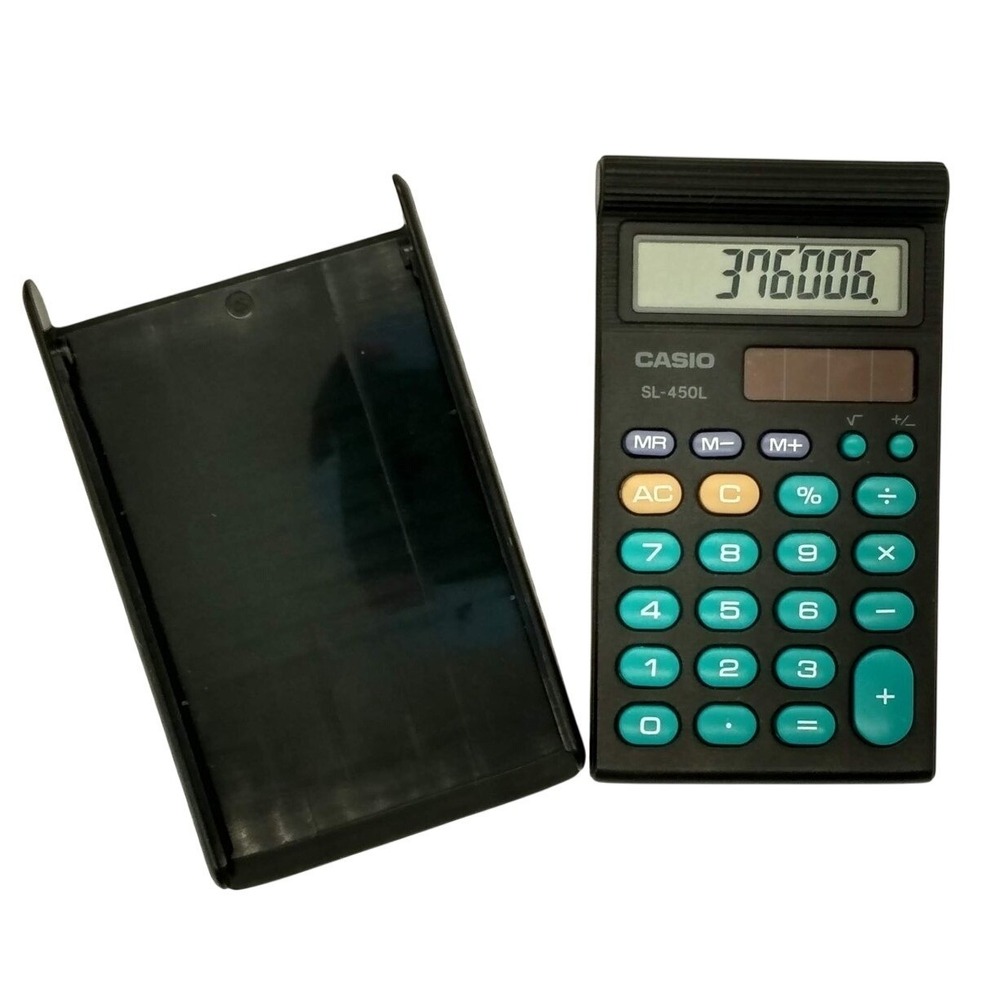 RETRO Casio SL-450L Solar Pocket Calculator‎ w Case Vintage Y2K 90s Classroom